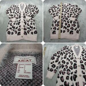 Ariat Sweater Womens Small Pretty‎ in Pink Leopard Soft Cardigan Button Front